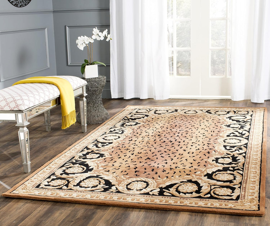 Naples Area Rug - 10' x 14', Black & Gold, Handmade Traditional Wool