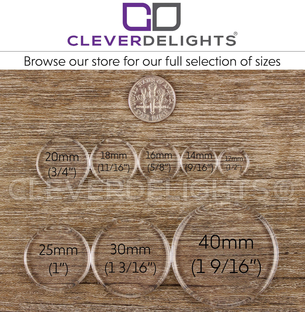 25mm (1 Inch) Round Flat Glass Tiles - 50 Pack