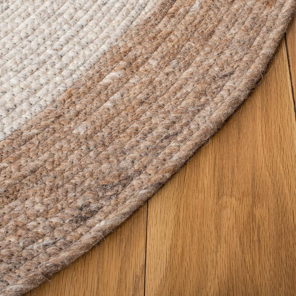 Braided Wool Oval Rug 8'x10', Farmhouse Beige & Ivory BRD903B