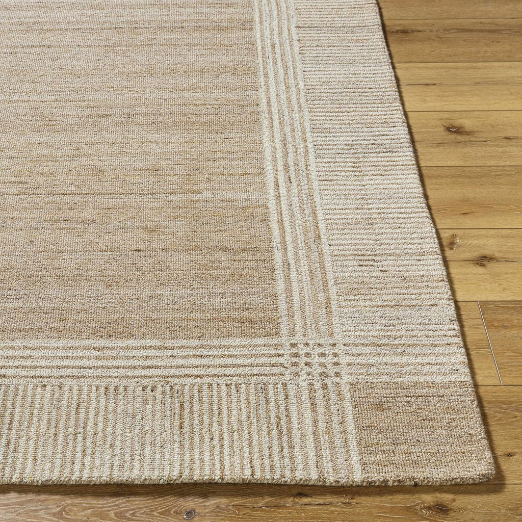 Vlora Wool Living Room, Bedroom Area Rug - Border Striped Plain - Traditional Transitional Modern Minimalist