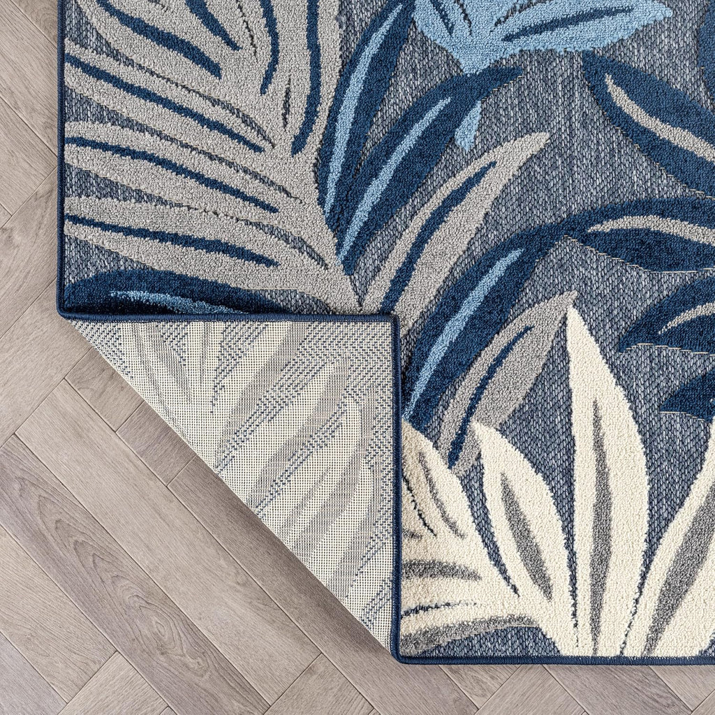Transitional High-Low Indoor Outdoor Runner Rug Navy