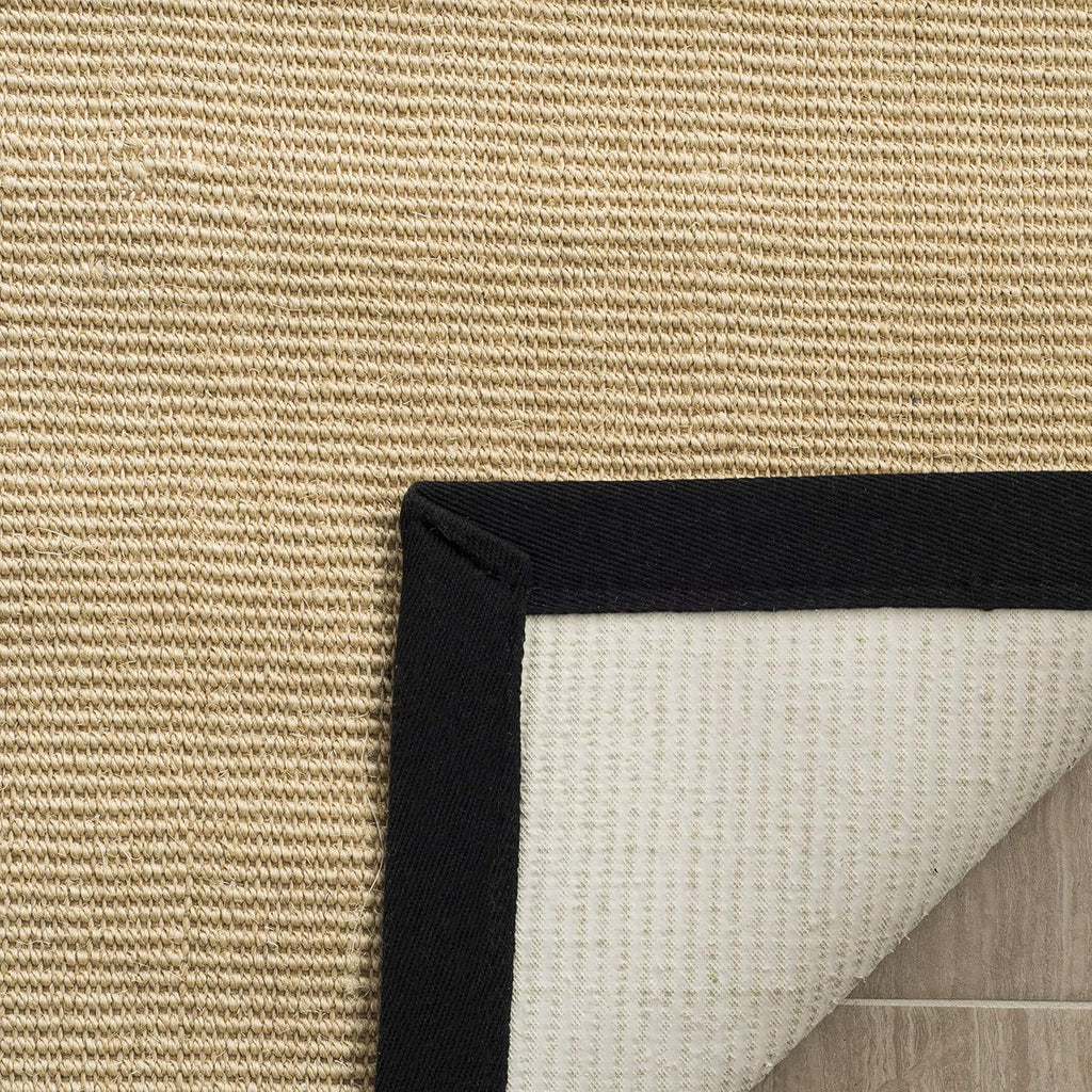 Natural Fiber Collection Runner Rug - 2'6" x 8', Maize & Black, Border Sisal Design, Easy Care, Ideal for High