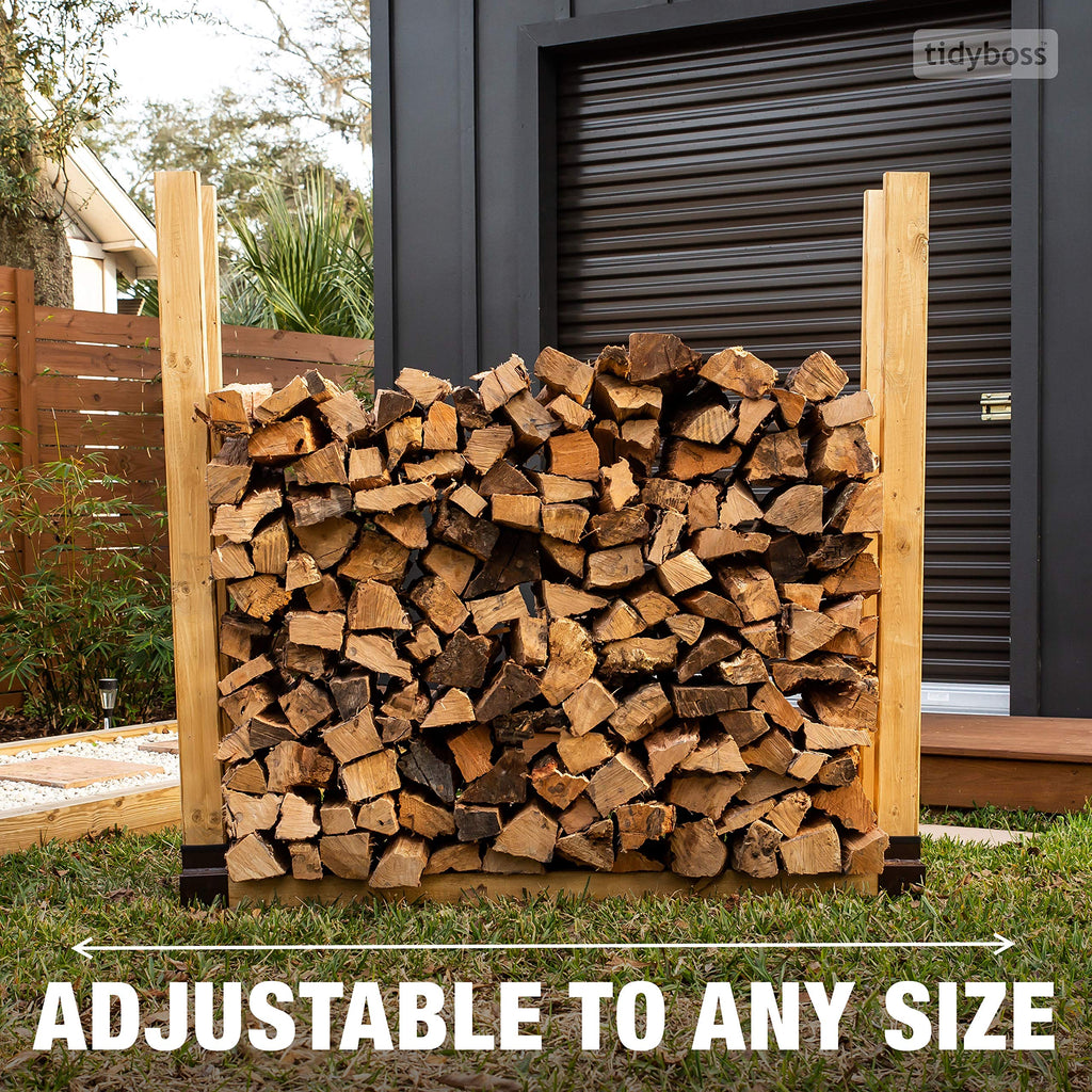 2 Pack Firewood Rack Outdoor | 2x4 Brackets for Wood | Lumber Storage Rack Log Holder | Adjustable to any Length with