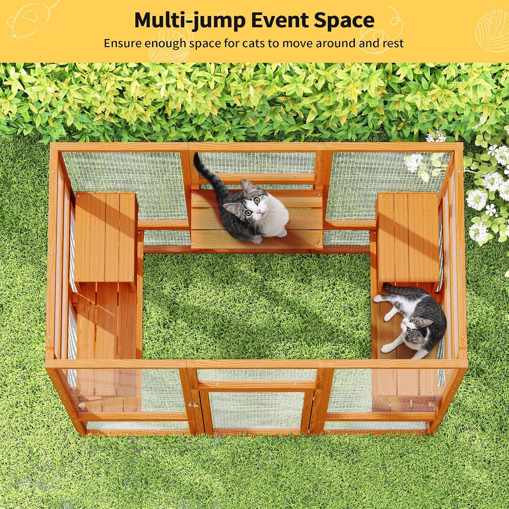 71in Catio, Indoor & Outdoor Cat Enclosure Waterproof Roof & Perche
