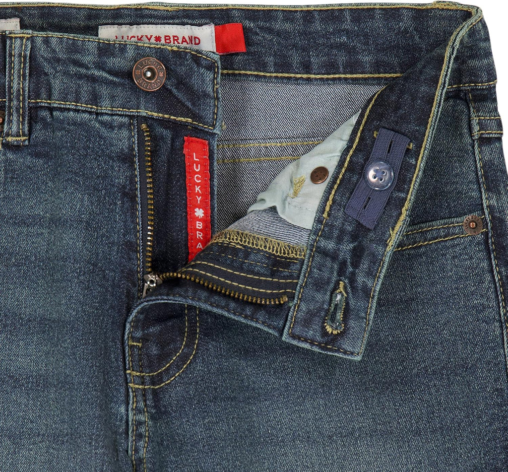 Boys' Loose Fit Stretch Denim Jeans, Pocket Style, Zipper Fly & Button Closure