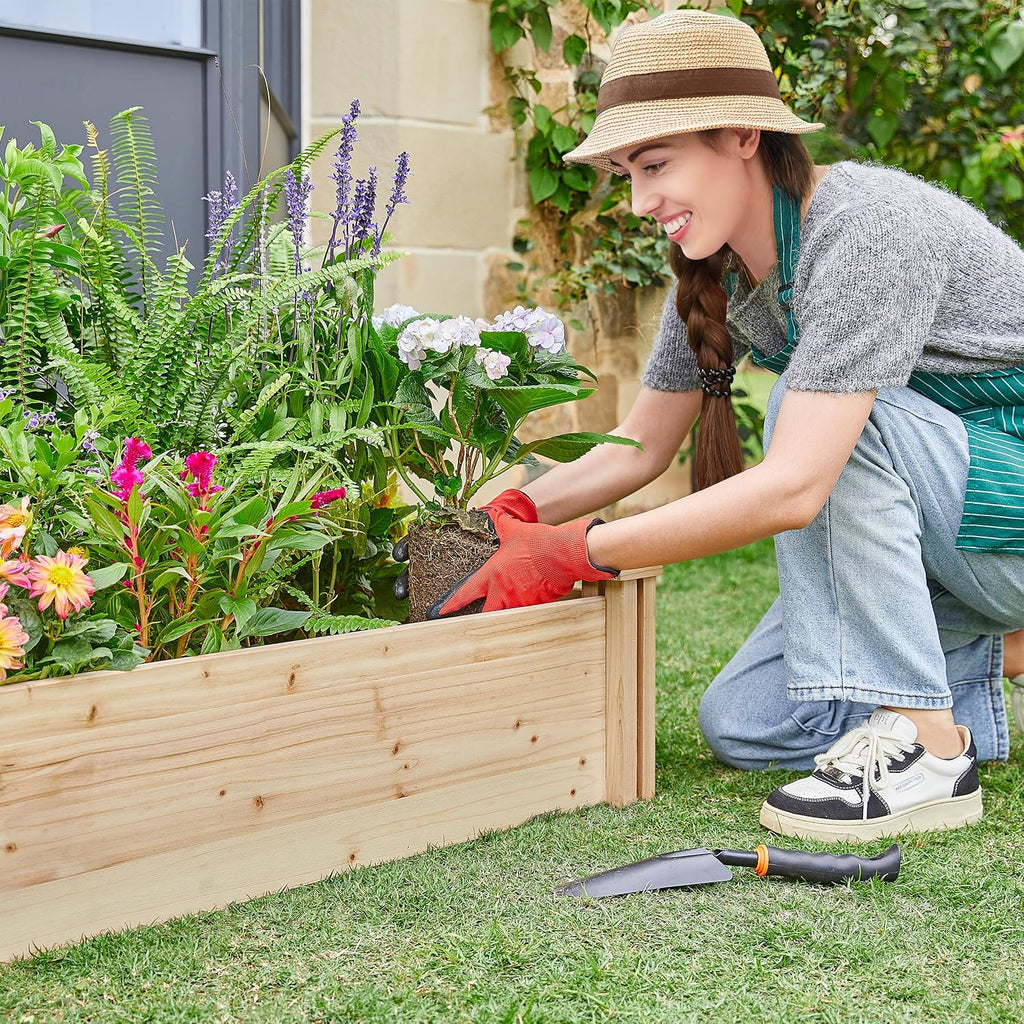 Raised Garden Bed Wooden Planter Box for Vegetables/Flowers, Wood | Fir wood raised bed offers easy assembly, and a
