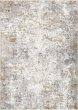 5x7 Washable Abstract Area Rug, Neutral Thin Non-Slip Carpet for Bedroom Dining Room Brown Grey