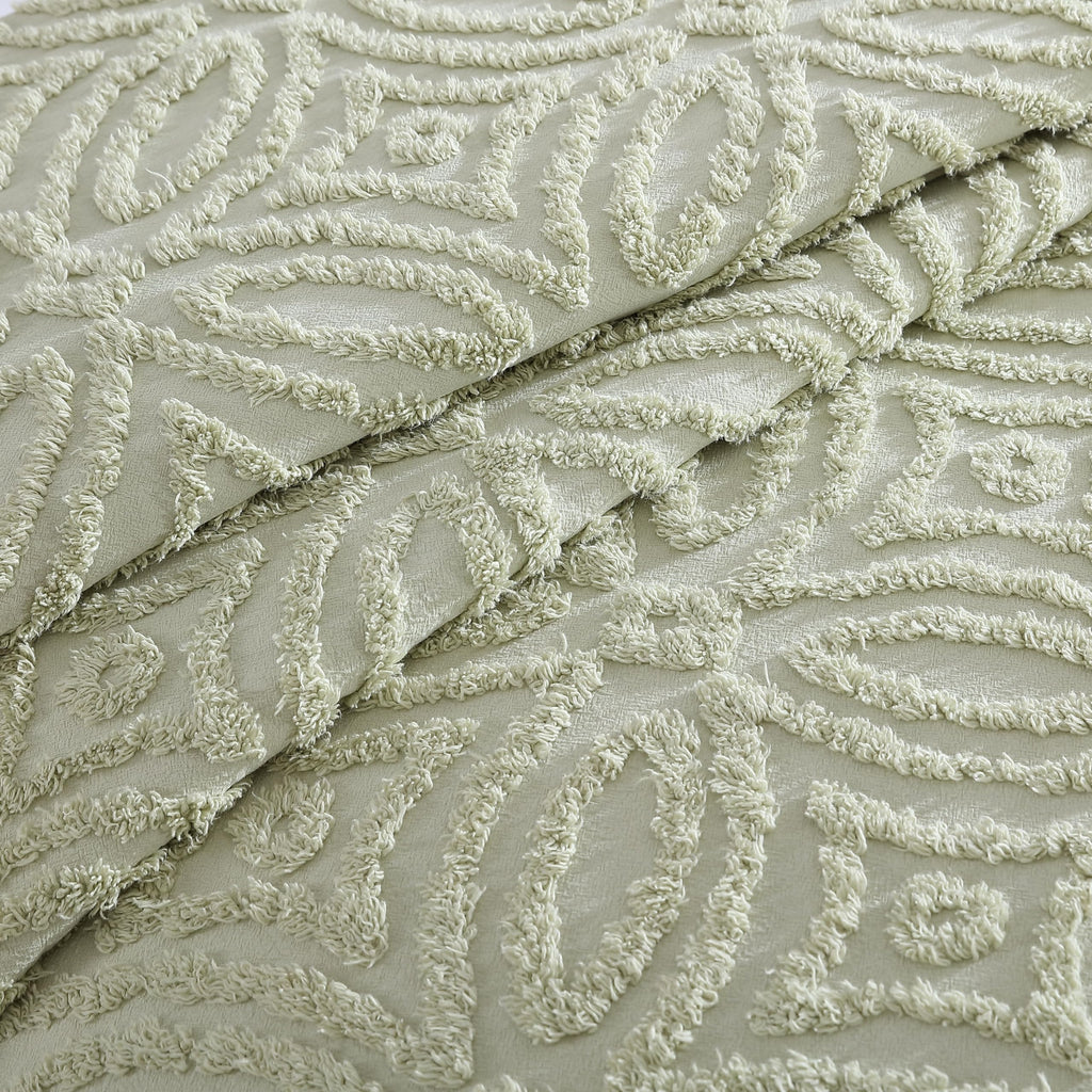 Wedding Ring Full Cotton Chenille Bedspread, Sage