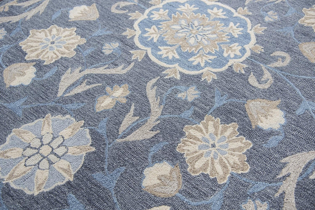 Resonant Wool Area Rug 10' x 13' Dark Gray/Blue Gray/Tan/Coco/Gray Floral