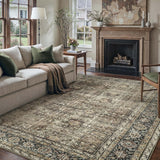 Vintage Area Rug 9x12 Brown Washable Living Room Large Carpet Non Slip Bedroom Indoor Office Low Pil