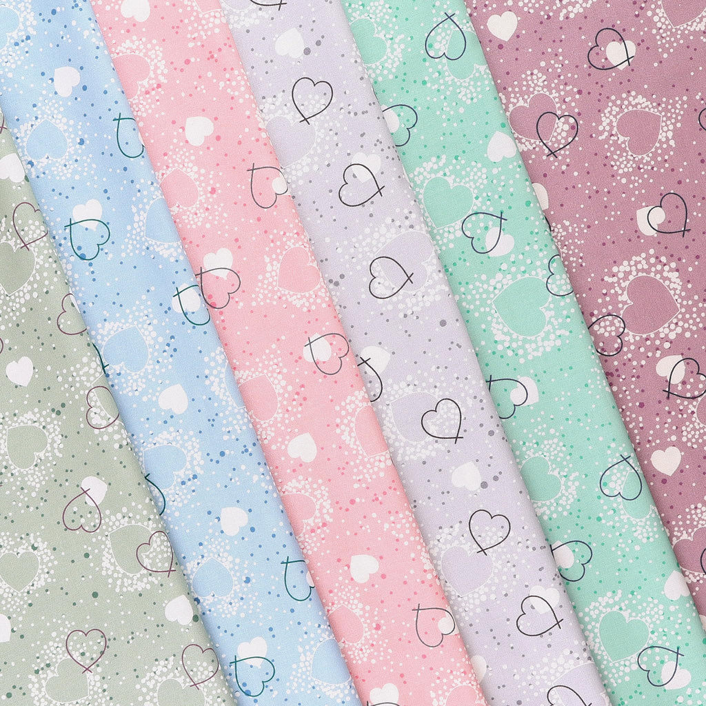 Hearts Adored Cotton Fabric, Grey Cut by The Yard