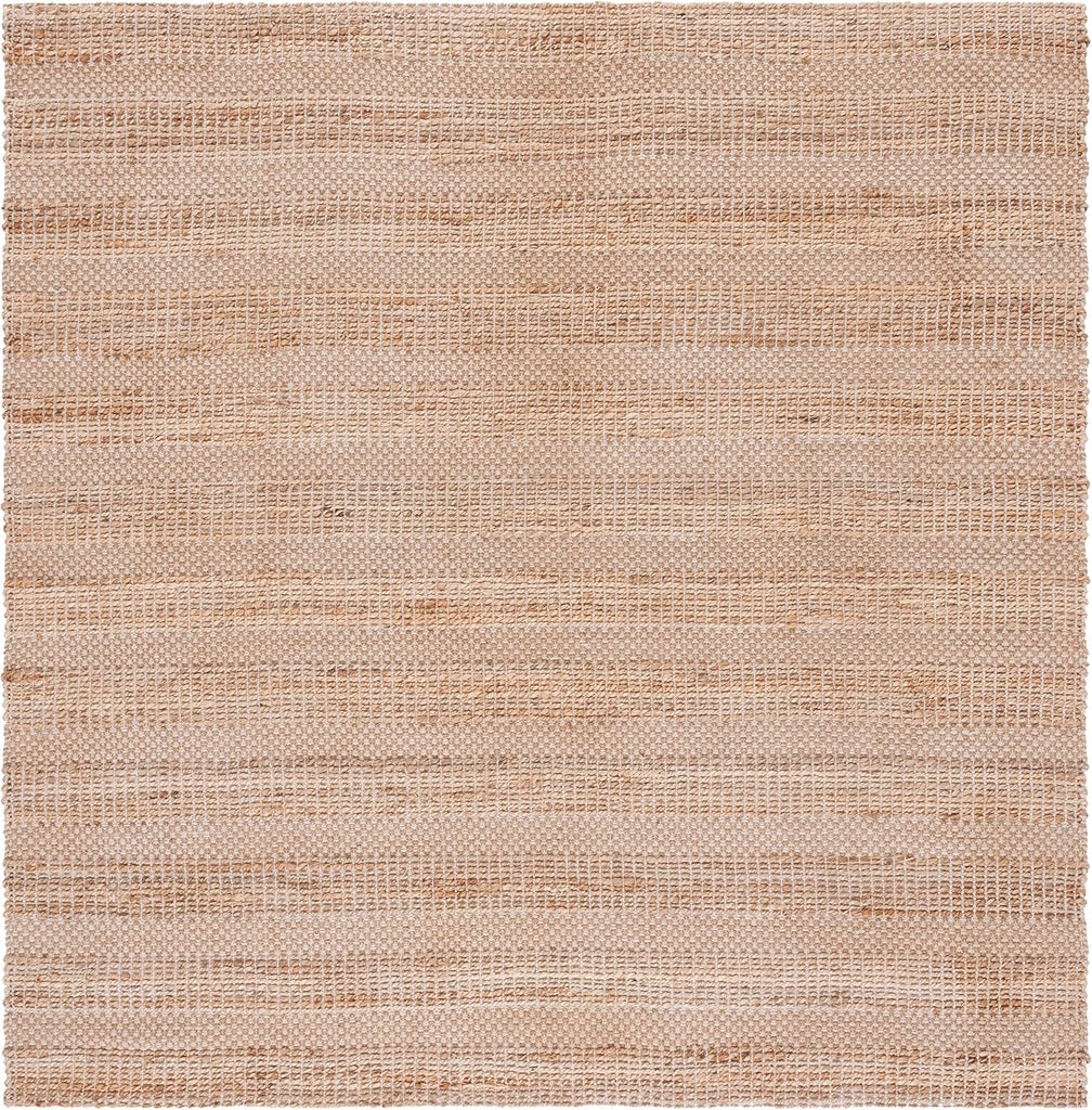 Natural Fiber Collection Area Rug - 6'6" Square, Ivory & Natural, Handmade Boho Farmhouse Rustic Jute & Cotton Jute