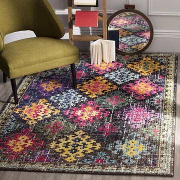 Monaco Collection Accent Rug - 4' x 5'7", Multi, Boho Diamond Trellis Design, Non-Shedding & Easy Care, Ideal for