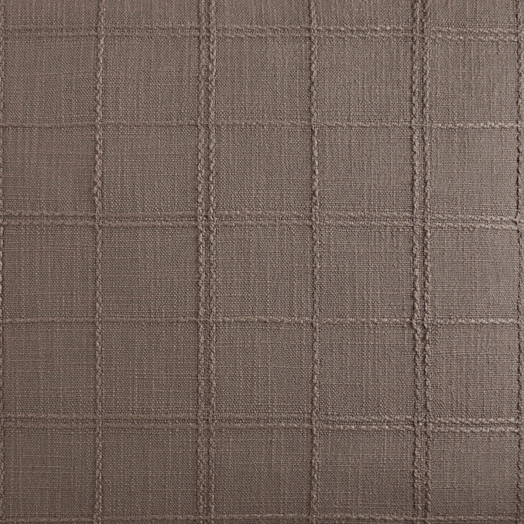 Linen Checked Throw Pillow Covers Set of 2, 24x24 Inch Cocoa Brown/Cream, Farmhouse Decorative Single Sided Grid