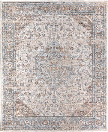 Heir LAR01 Medallion Tan and Blue Area Rug