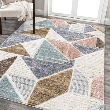 Scandi Colorblock High-Low Area Rug 3X5 Multi, Modern Indoor Rug