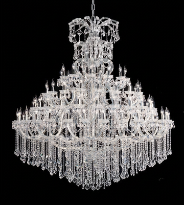 Maria Theresa Chandelier Crystal Lighting Dressed With Empress Crystal - 96 Lights Chrome Finish H106" W79" Great For Large Foyer / Entryway - A83-3000G96C