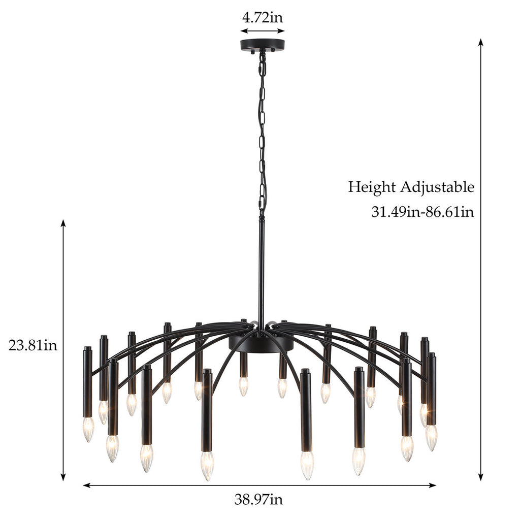 Apogeeville 18-Light 39" Modern Linear Sputnik Candle Style Chandelier for Living Room Kitchen Island Bedroom