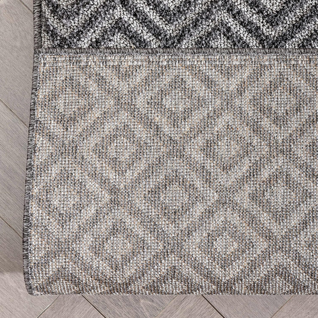 Custom Size Hallway Stair Runner - Choose Your Length - Piano Dark Grey Tribal Diamond Geometric 27 Inches Wide x 11