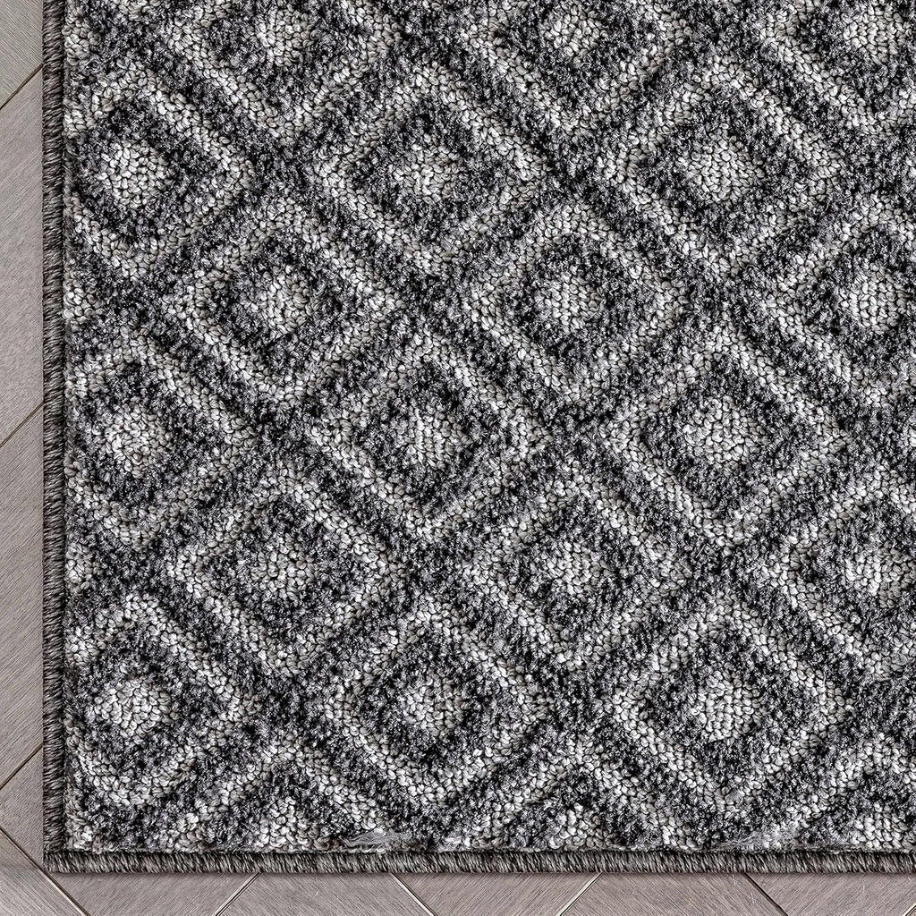 Custom Size Hallway Stair Runner - Choose Your Length - Piano Dark Grey Tribal Diamond Geometric 27 Inches Wide x 11