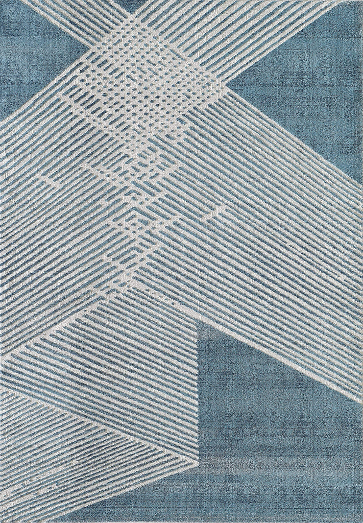 Rugs Blue & Beige Diagonal Lines Area Rug Modern Style, Vista Collection | Turkish Made Superior Comfort &