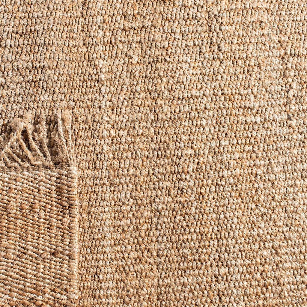 Natural Fiber Collection Area Rug - 4' Square, Natural, Handmade Boho Fringe Woven Jute, Ideal for High Traffic Areas