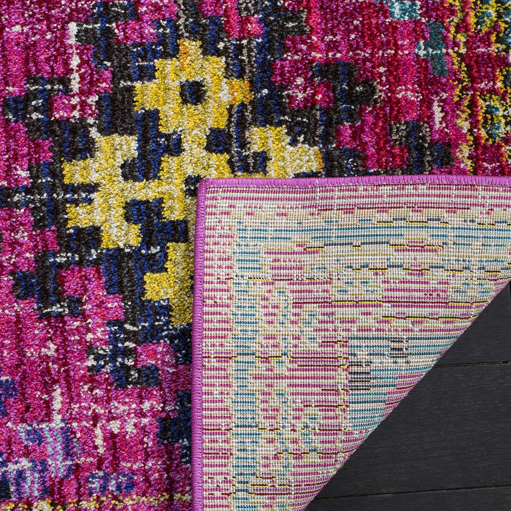 Monaco Collection Area Rug - 5'1" x 7'7", Fuchsia & Multi, Boho Diamond Trellis Design, Non-Shedding & Easy Care