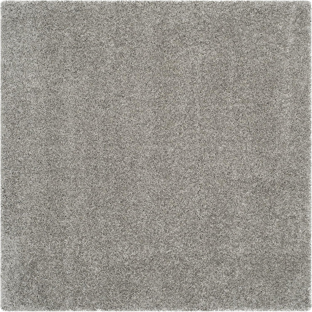 California Shag Collection Area Rug - 5'3" Square, Silver, Non-Shedding & Easy to Clean, Ultra Plush Thick Pile