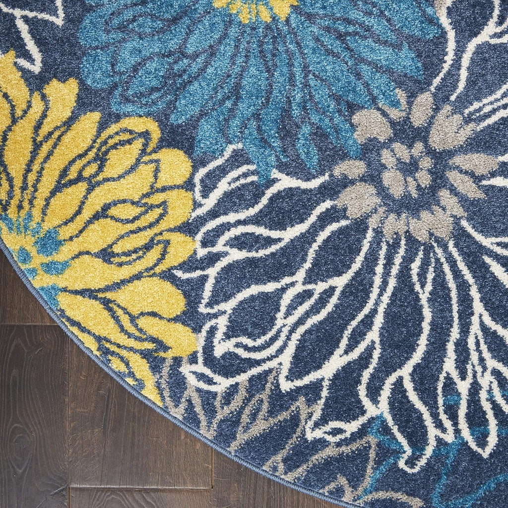 Home Passion Blue 8' x Round Area Rug - Easy Clean, Non Shedding, Bed Room, Living Room, Dining Room