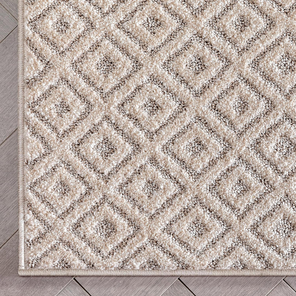 Custom Size Hallway Stair Runner - Choose Your Length - Piano Beige Tribal Diamond Geometric 27 Inches Wide x 40 Feet