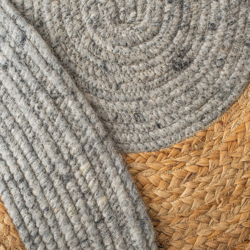 Braided Oval Rug, Wool Grey & Brown BRD910C