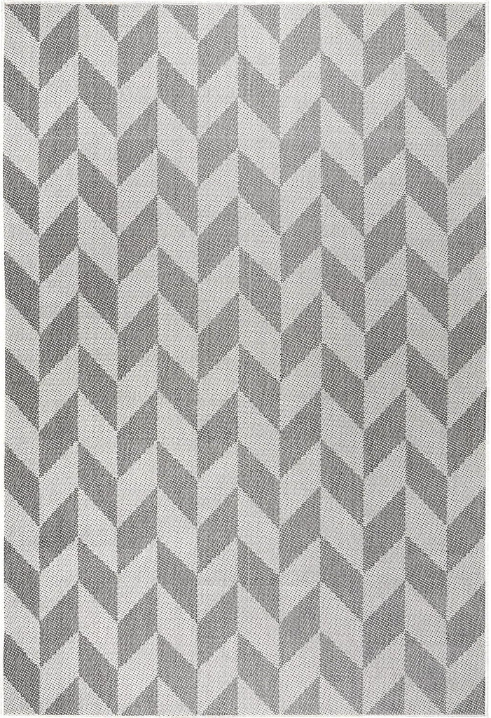 Patio Country Calla Contemporary Herringbone Indoor/Outdoor Area Rug, Black/Grey, 9'2"x12'5"
