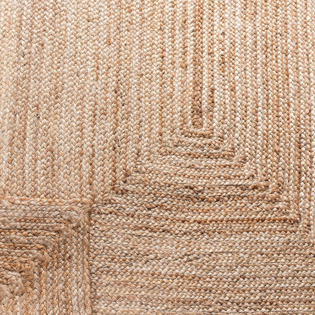 Area Rug 8' Round - Cape Cod Collection- Large - Natural Brown, Handmade Braided Flat Weave Jute (CAP252A)