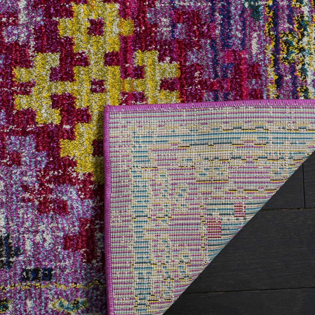 Monaco Collection Area Rug - 6'7" Square, Purple & Multi, Boho Diamond Trellis Design, Non-Shedding & Easy Care