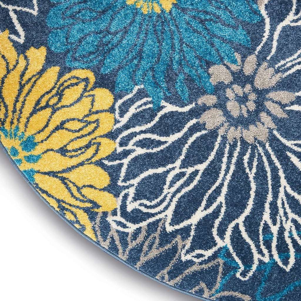 Home Passion Blue 8' x Round Area Rug - Easy Clean, Non Shedding, Bed Room, Living Room, Dining Room
