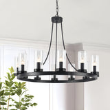 Barfleur 12-light Rustic Large Wagon Wheel Chandelier