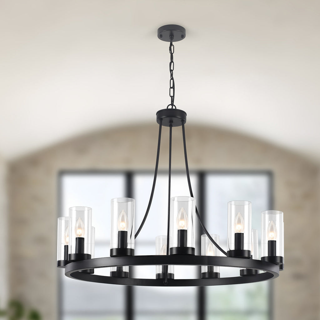 Barfleur 12-light Rustic Large Wagon Wheel Chandelier