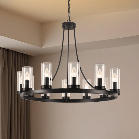 Barfleur 12-light Rustic Large Wagon Wheel Chandelier