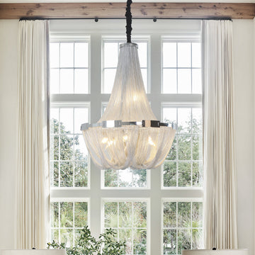 Berteal 8-Light 24 Inch Aluminum Tassel Chain Empire Chandelier