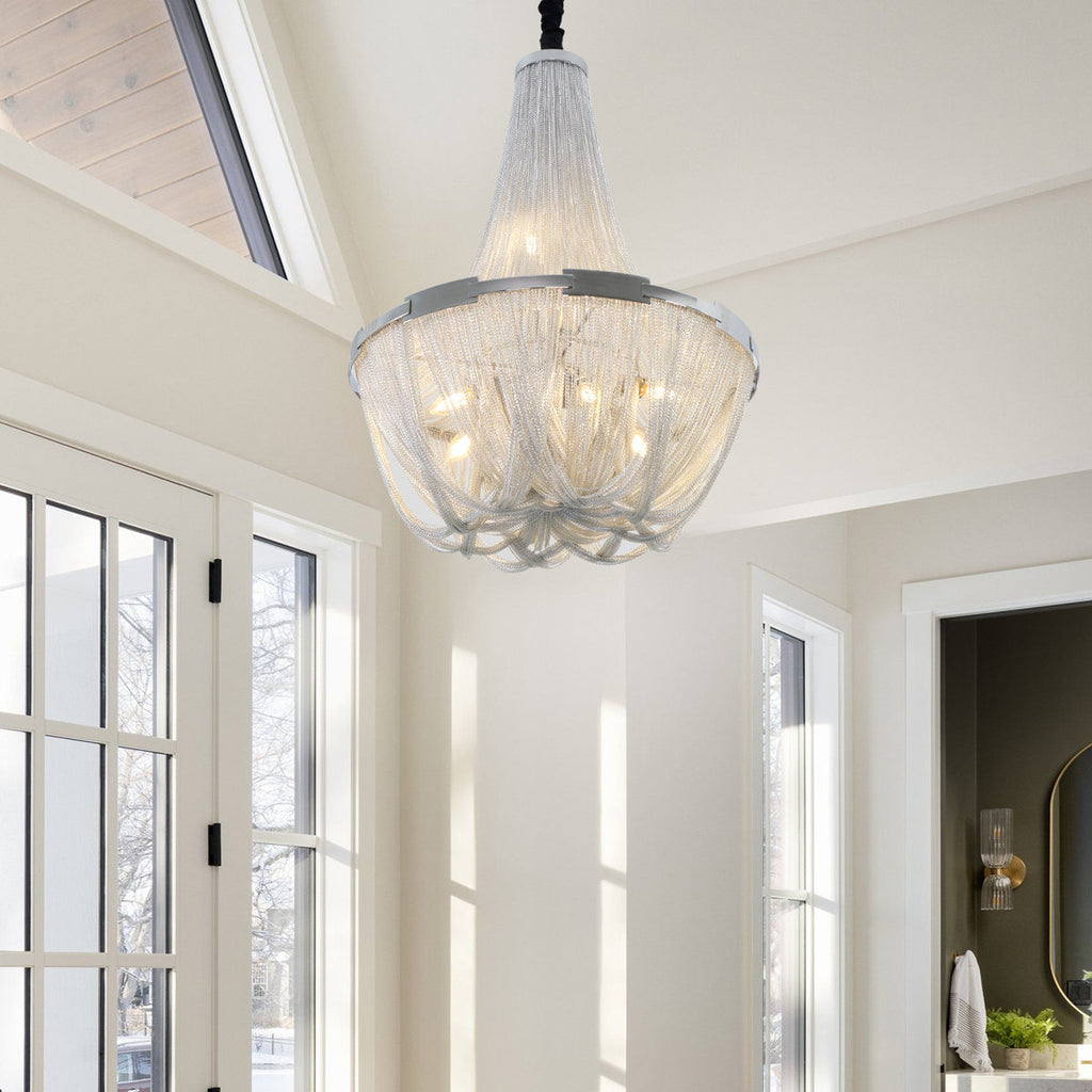 Berteal 8-Light 24 Inch Aluminum Tassel Chain Empire Chandelier