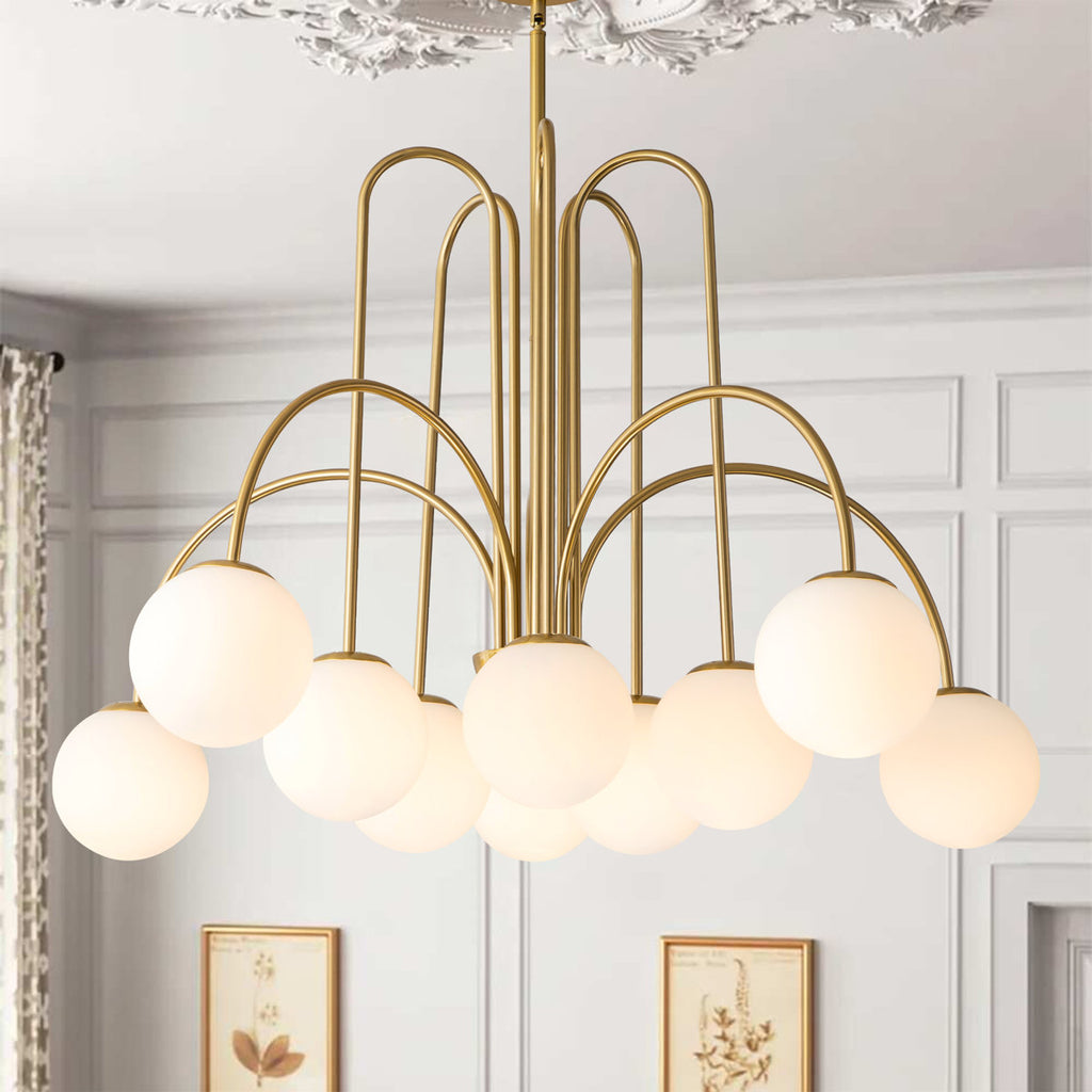 Bradrick 6-Light Modern White Glass Globe Chandelier