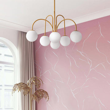 Bradrick 6-Light Modern White Glass Globe Chandelier