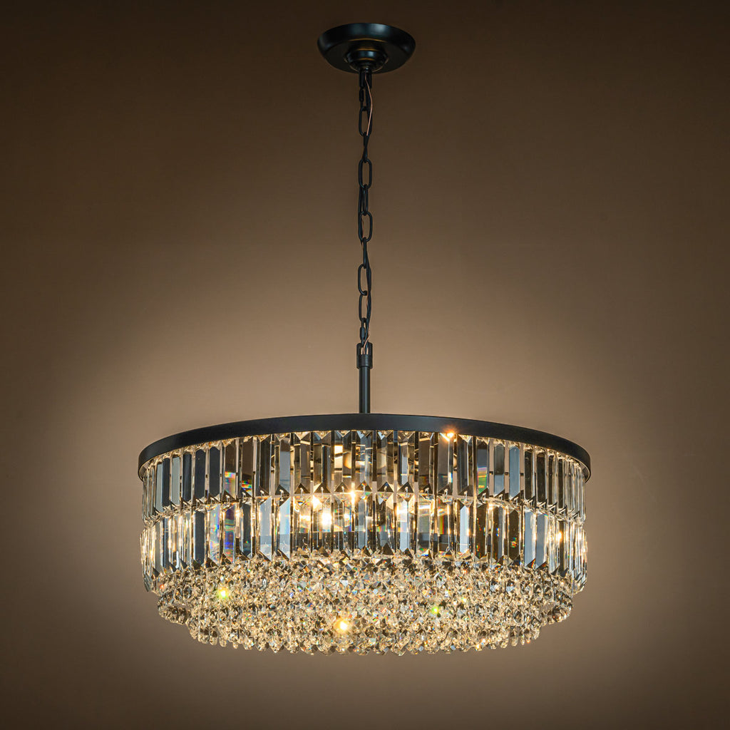 5 - Light Dimmable Modern Glam Crystal Drum Candle Style Chandelier