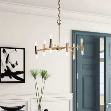 Caitlin-Jo 12-Light Dimmable Sputnik Modern Linear Chandelier