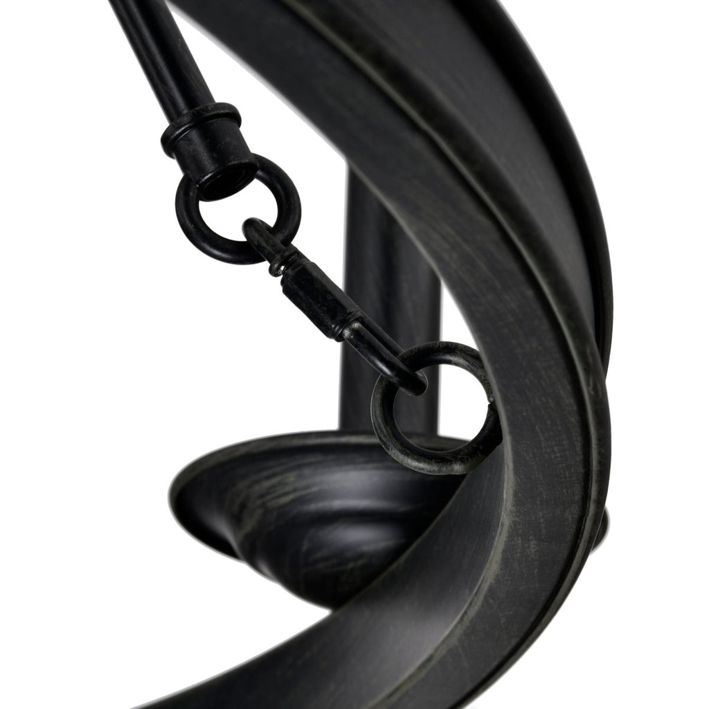 Casimir 8-Light 34" Antique Black Wagon Wheel Chandelier