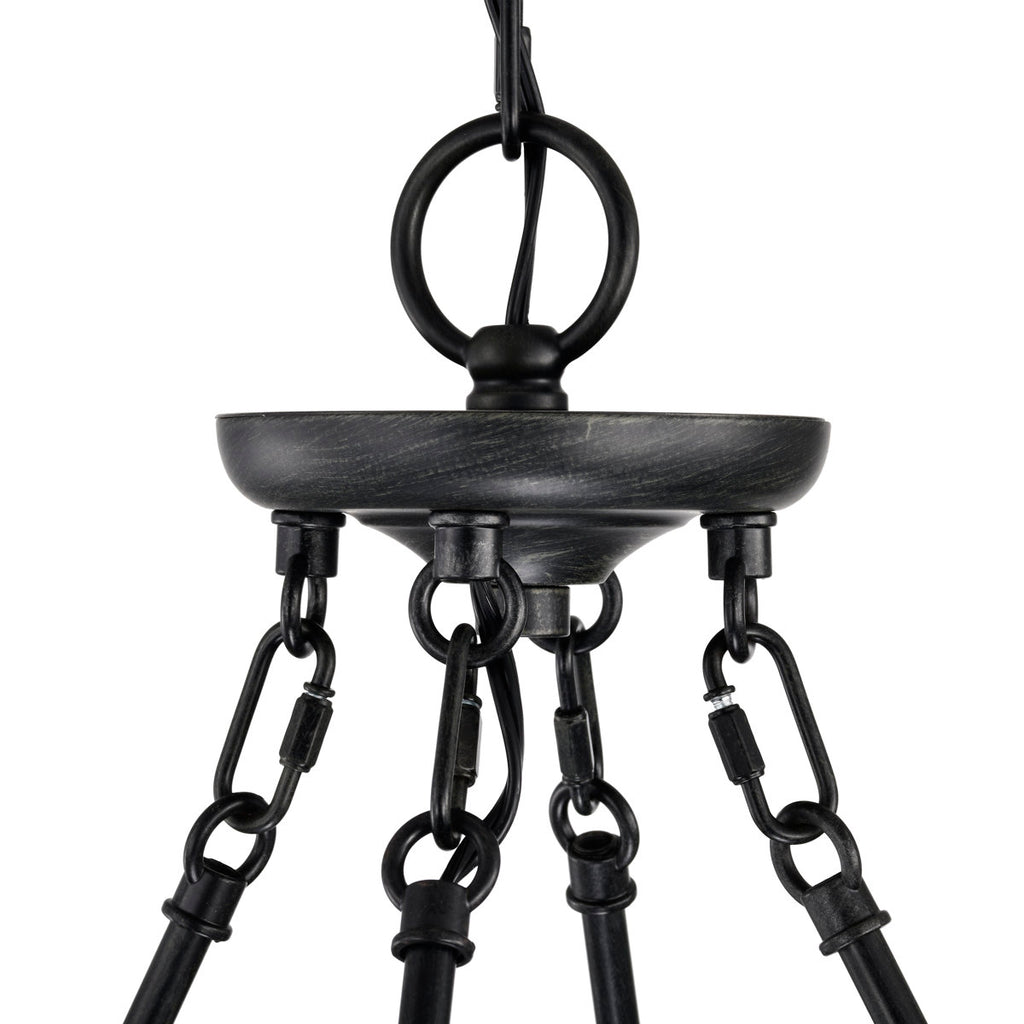 Casimir 8-Light 34" Antique Black Wagon Wheel Chandelier