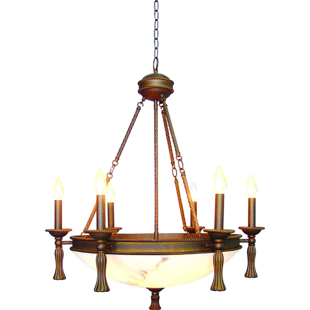 Clifden 10-Light Indoor Italian Dusk Wagon Wheel Chandelier with Faux Alabaster Glass Bowl Shade