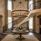 Camino Two-Tier Chandelier W63xH60 Alt Finish in Grand Foyer
