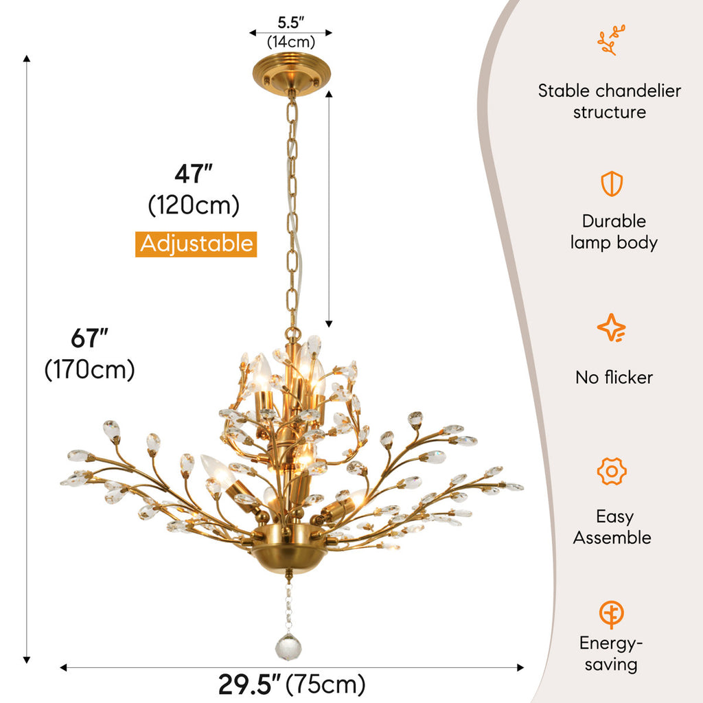 Damijan 30" Modern Firefly Chandelier 7-Light Dimmable with Hanging Chain