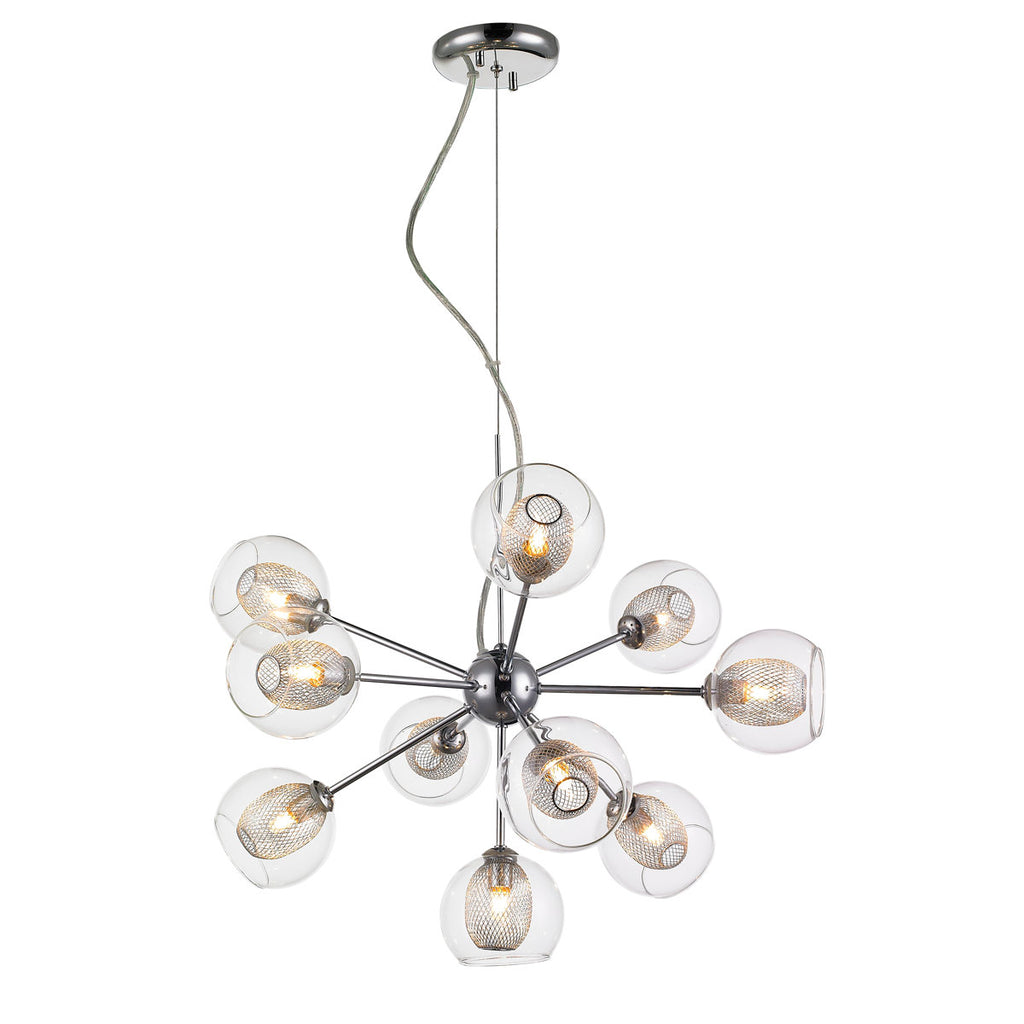 Dayton 10-Light Steel Dimmable Sputnik Sphere Chandelier